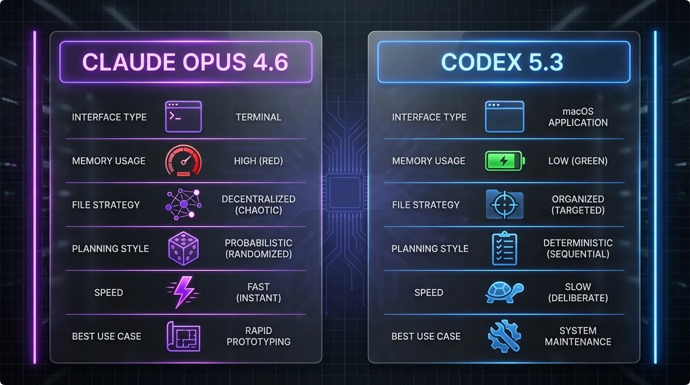 Comparison table: Terminal vs Native App features